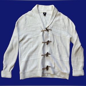 Men’s White Toggle Cardigan